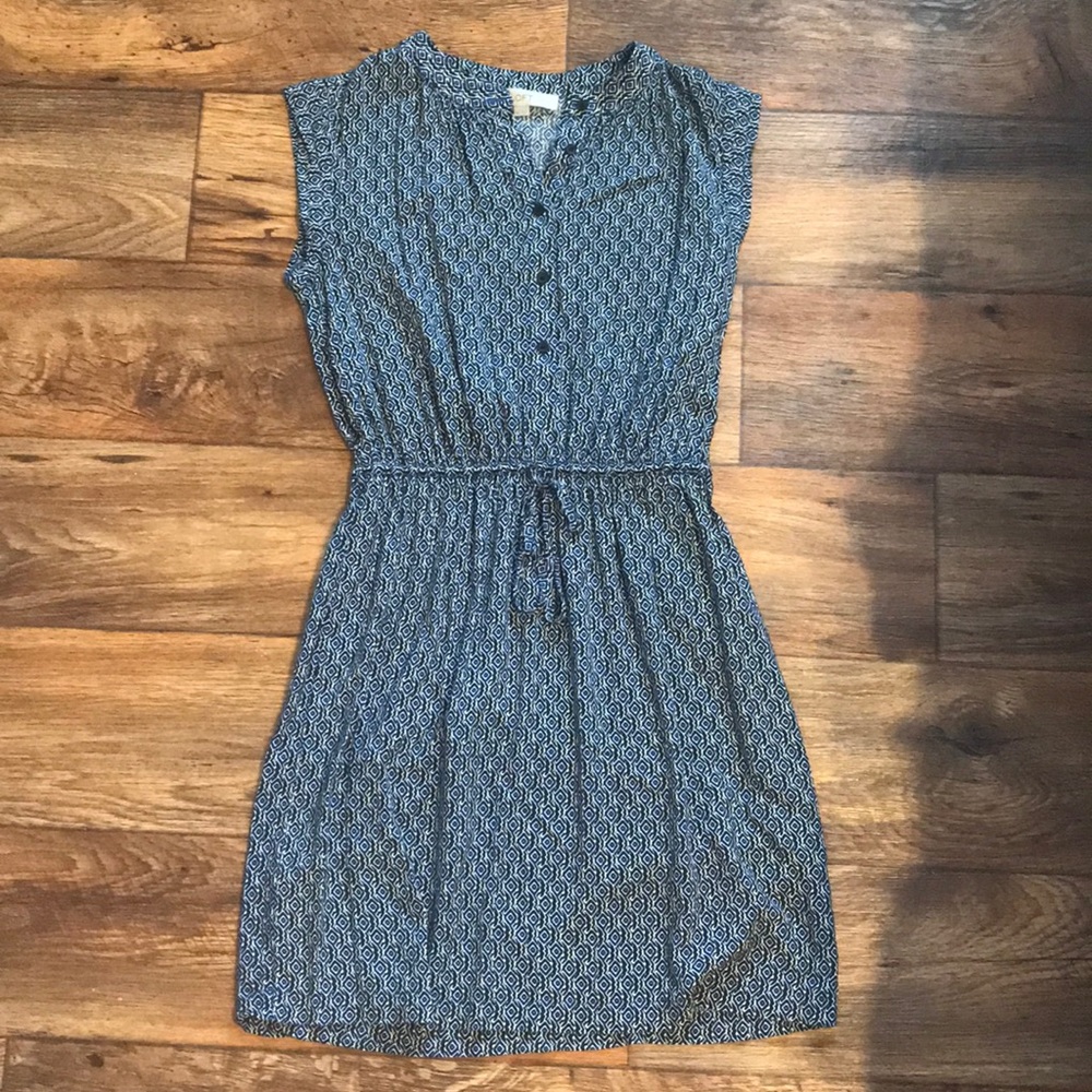 Ann Taylor loft blue/navy fun print dress XS